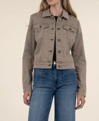 Julia Crop Denim Jacket in Cement