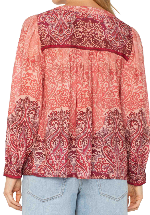 V Neck Popover Woven Blouse