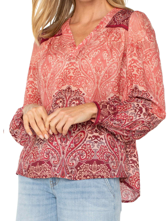 V Neck Popover Woven Blouse