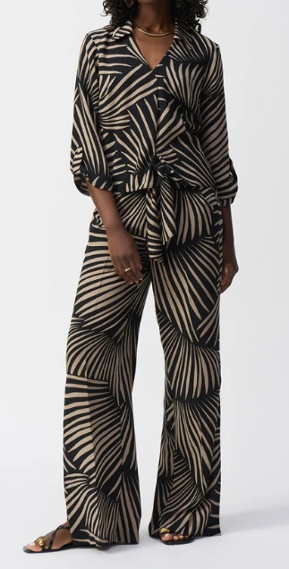 Gauze Tropical Print Wide Leg Pant