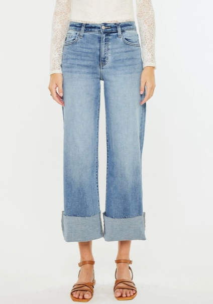 High Rise Crop Wide Leg Jeans