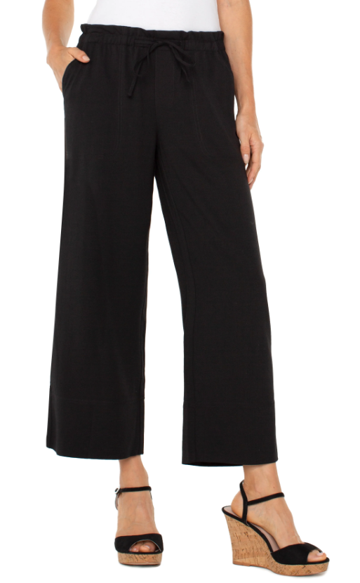 Cropped Pull-on Wide Leg Trouser