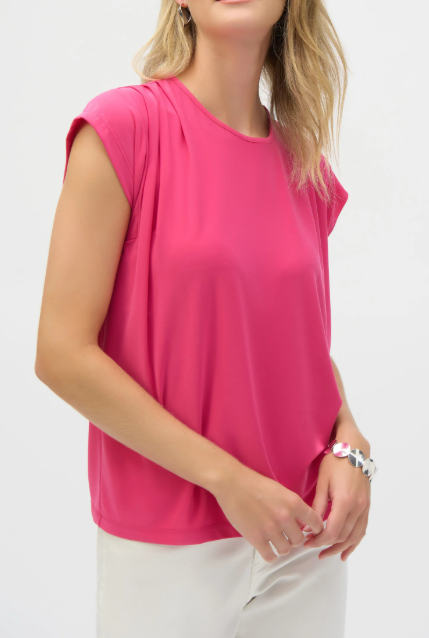 Silky Knit Short Sleeve Top - Geranium