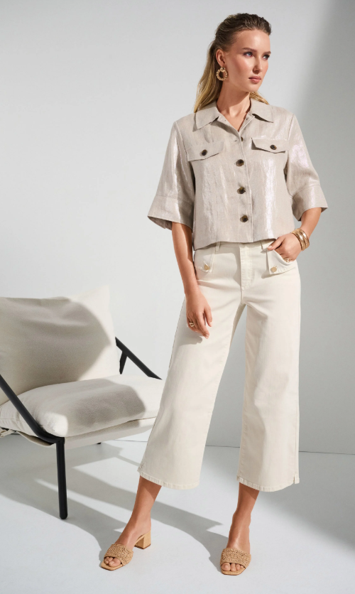 Foiled Linen Boxy Jacket