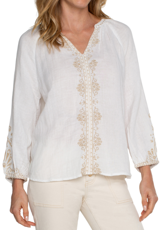 Embroidered Gauze Blouse