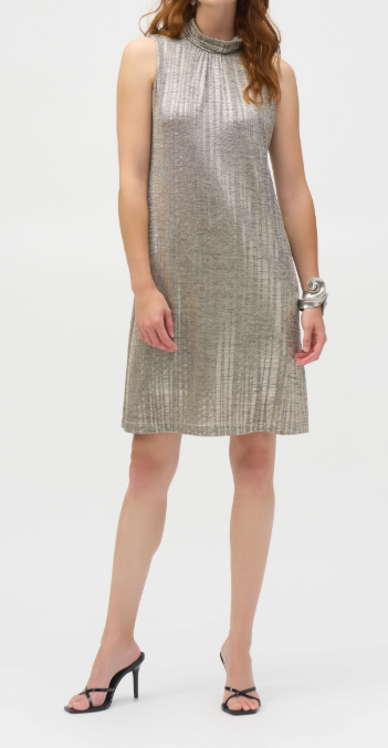 Foiled Knit Straight Dress