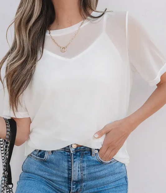 Sheer White Tee and Cami
