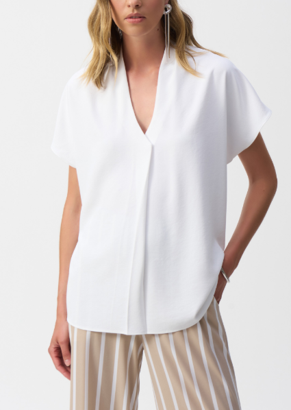 Textured Woven V Neck Blouse