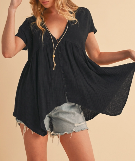 Florise Black Flowy Top