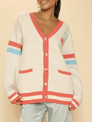 Cherry Varsity Cardigan