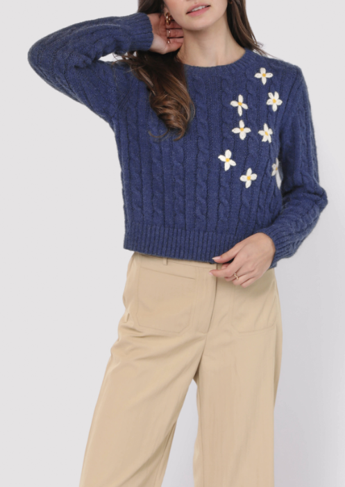 Lulu Embroidered Daisy Sweater