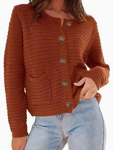 Textured Button Front Cardigan