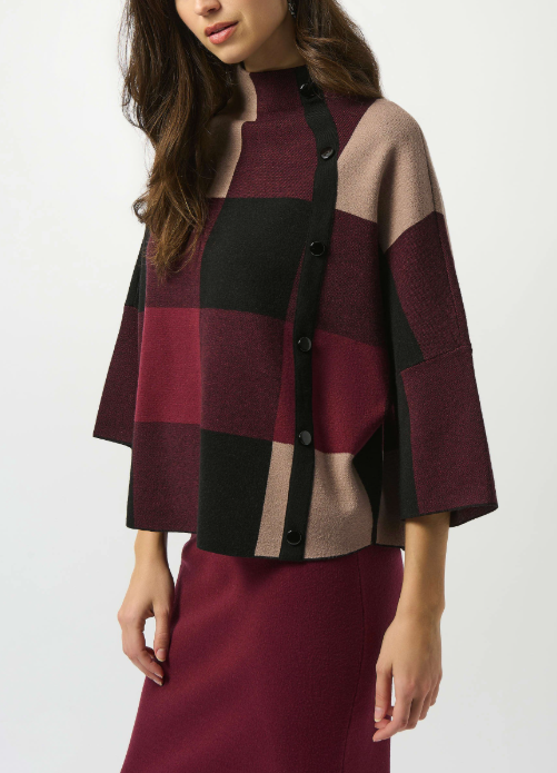 Plaid Jacquard 3/4 Sweater
