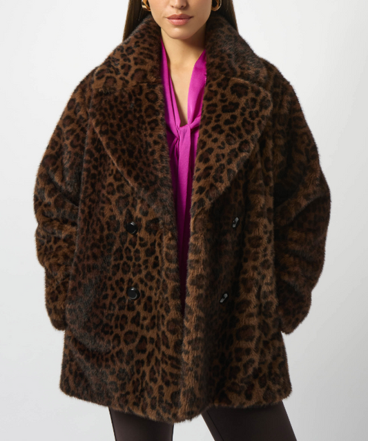 Faux Fur Leopard Print Coat