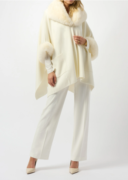 Brushed Jacquard Faux Fur Cape