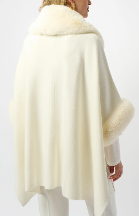 Brushed Jacquard Faux Fur Cape