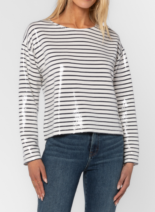 Biata Striped Sequin Top