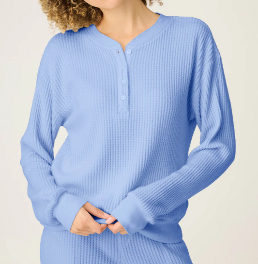 Long Sleeve Waffle Henley