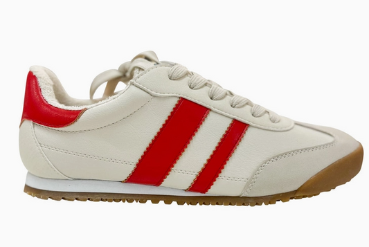 Madrid Sneaker in Beige and Red