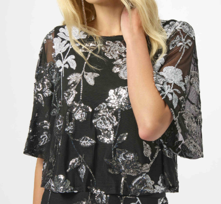 Sequin Embroidered Floral Top