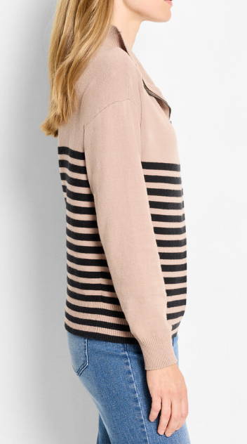 Zip Neck Saddle Sweater