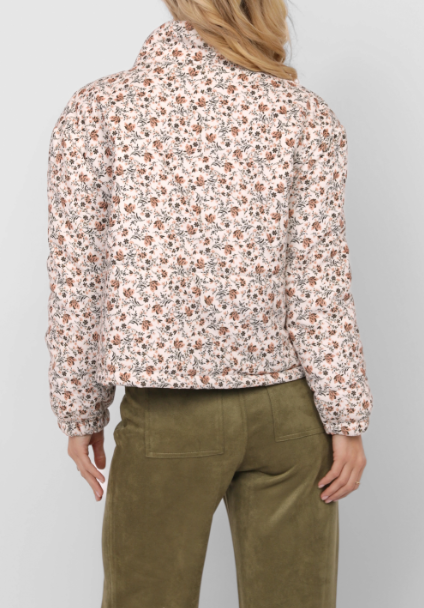 Floral Cord Puff Jacket