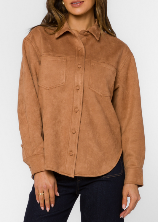 Faux Suede Button Up