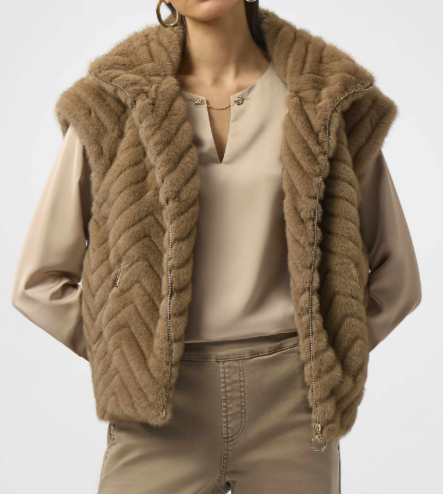 Chevron Faux Fur Vest