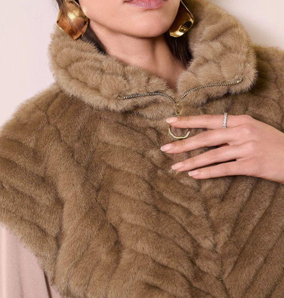 Chevron Faux Fur Vest