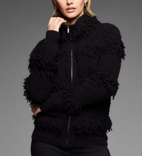 Placed Black Fringe Jacket