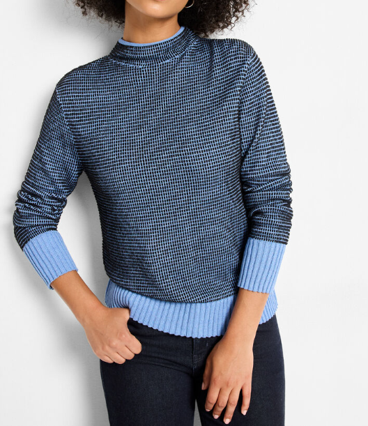 Pixel Knit Funnel Neck Sweater