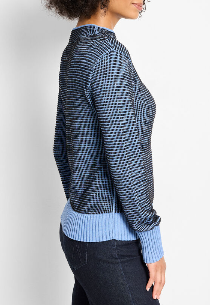 Pixel Knit Funnel Neck Sweater
