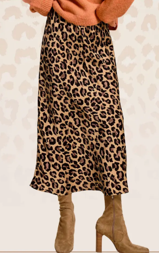 Leopard Print Midi Skirt