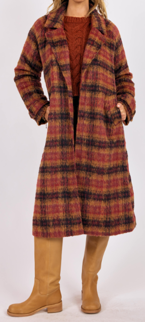 Rodeo Rouge Brushed Plaid Coat