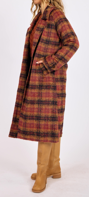 Rodeo Rouge Brushed Plaid Coat