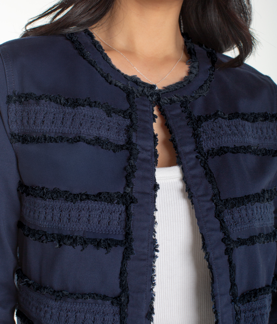 Fray and Lace Detail Jacket
