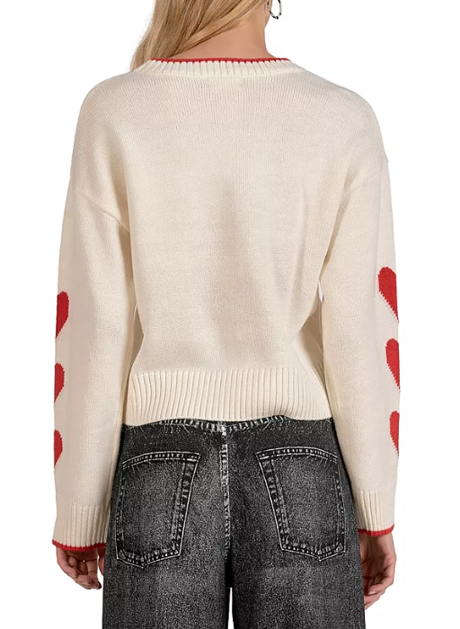 Heart Sleeve Crew Neck Sweater