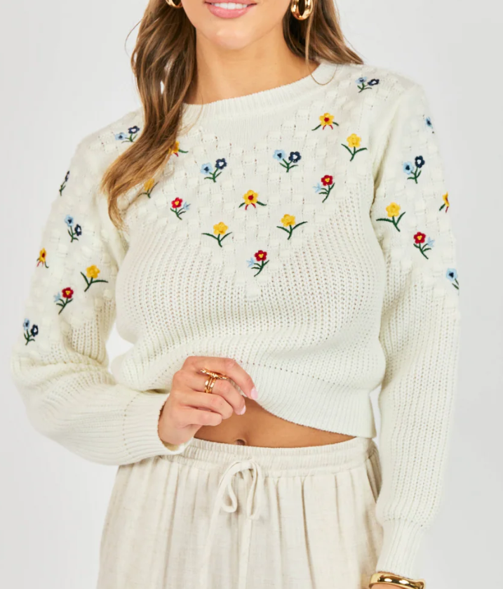 Embroidered Floral Sweater