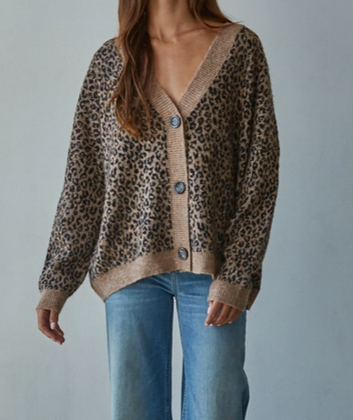 Leopard Print Oversized Cardigan