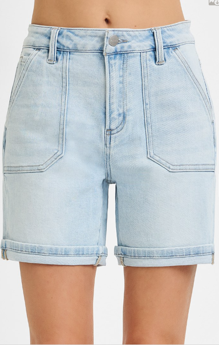 High Rise Patch Pocket Shorts