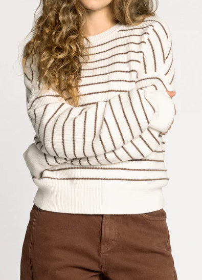 Ely Ivory and Brown Striped Sweater