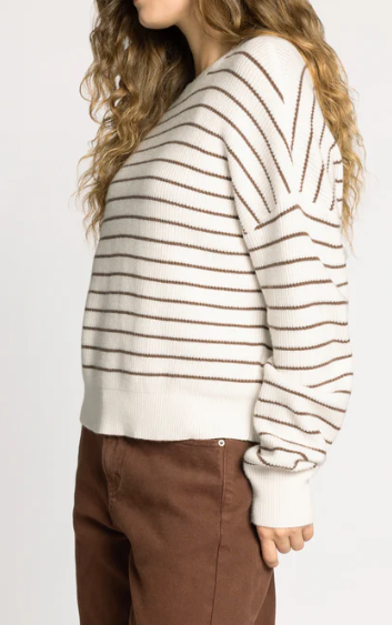 Ely Ivory and Brown Striped Sweater