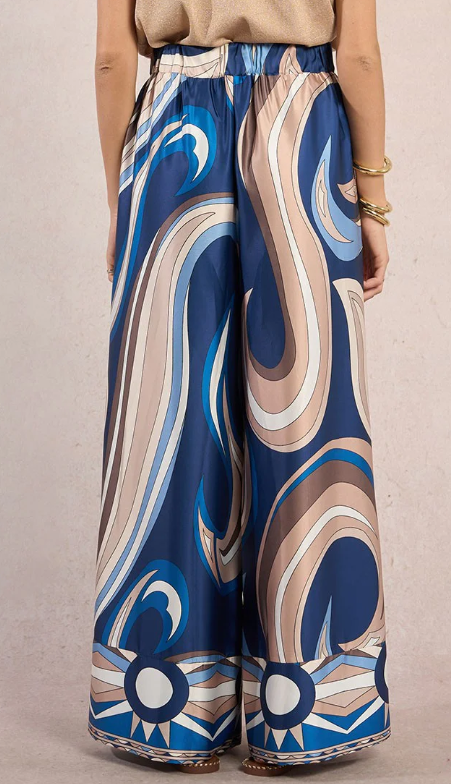 Navy Woven Wide Leg Pants
