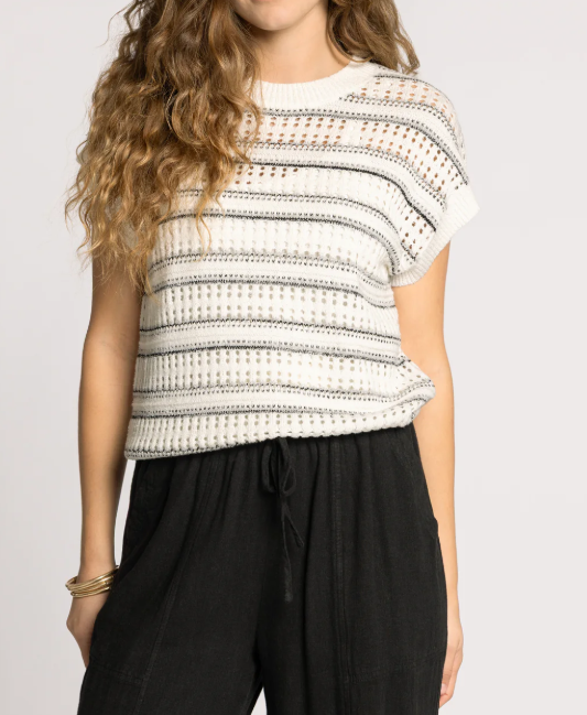 Aliza Striped Short Sleeve Sweater