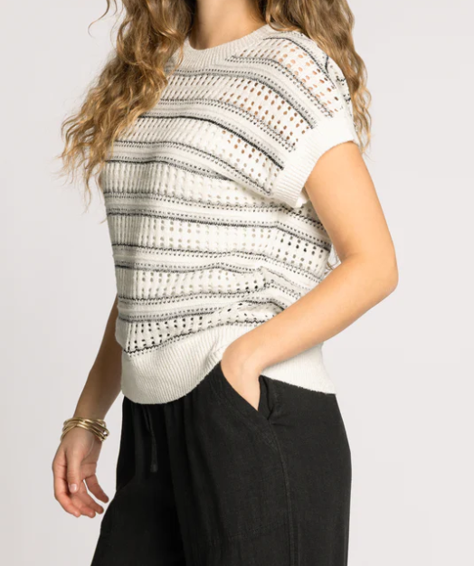 Aliza Striped Short Sleeve Sweater