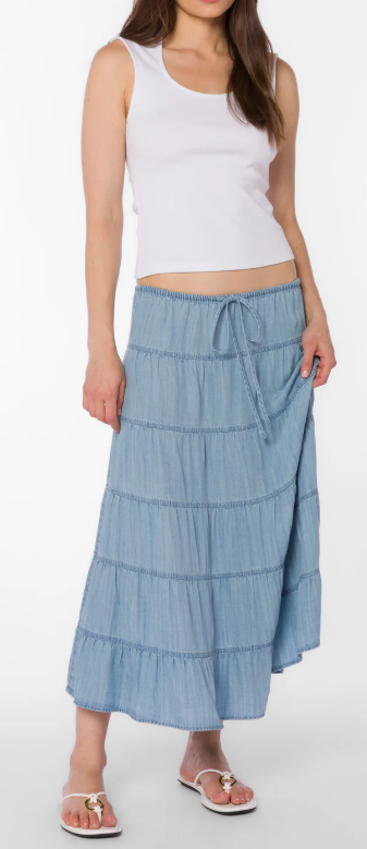 Claremont Tiered Chambray Skirt