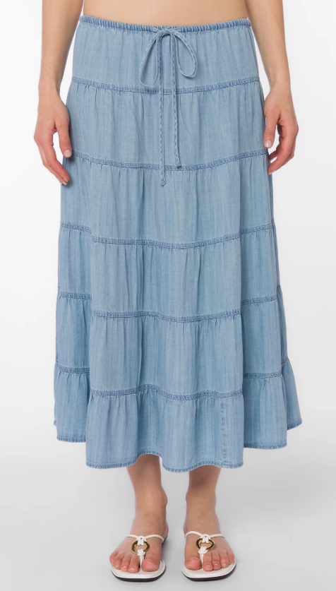 Claremont Tiered Chambray Skirt