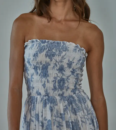 Floral Strapless Midi Dress