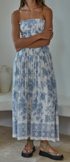 Floral Strapless Midi Dress