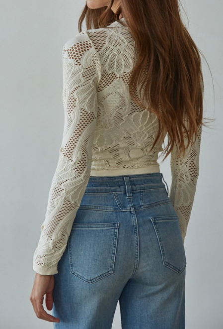 Knit Jacquard Long Sleeve Top